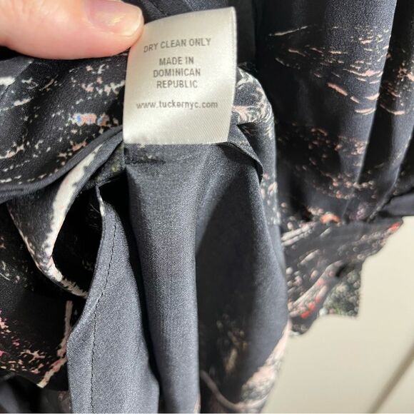 Ooshi Abstract Print Silk Button Down Shirt Dress Black size small - Picture 11 of 16